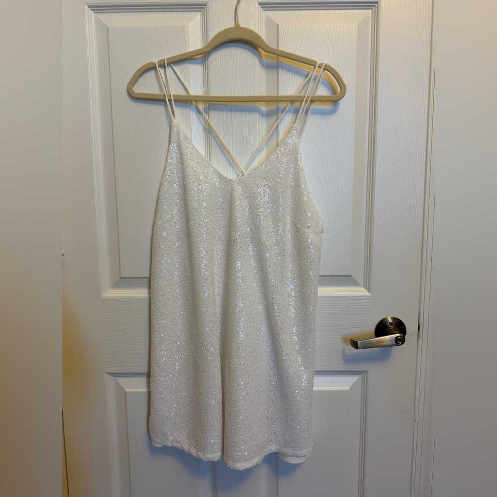 Shinestar White Sequin Dress